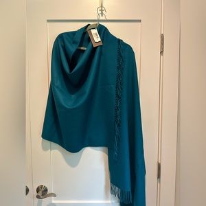 Alpaca teal shawl